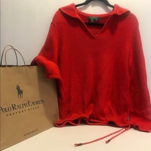 Red long sleeve sweater by Ralph Lauren